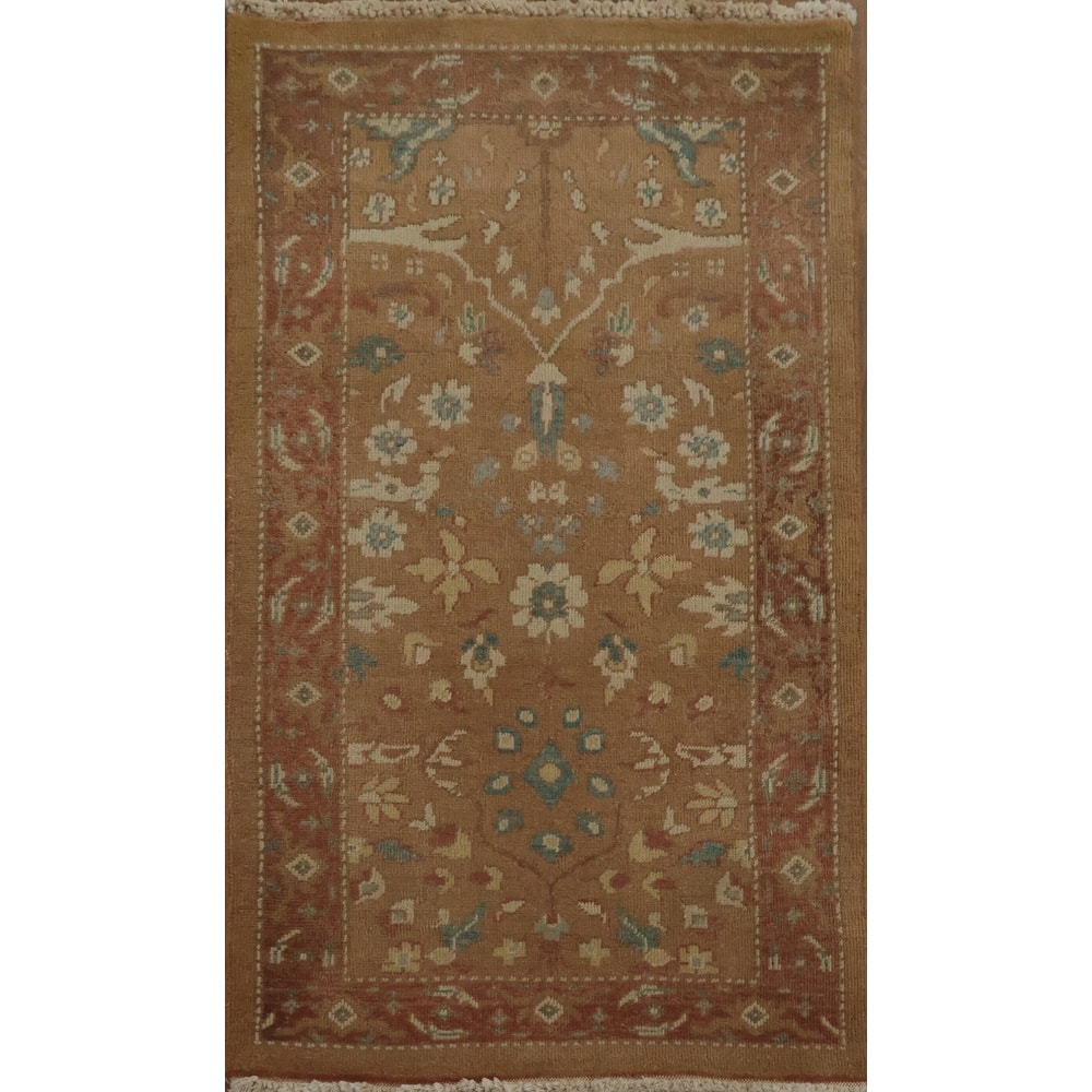 Hand Knotted Oriental 100% Wool Carpet Traditional All-Over Brown Ziegler Area Rug - 3' 11'' X 2' 0''