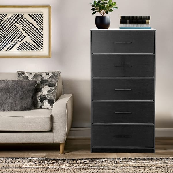 classic 5 drawer dresser WONDER COMFORT Classical White 5 Drawer 11.8 in. Wide Chest of Drawers with Wood Top Organizer & Removable Fabric Bins