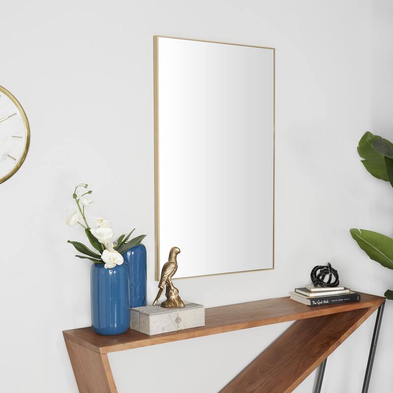 Wood Room Wall Mirror with Thin Minimalistic Frame - Black, White or Gold - Roche River Decor