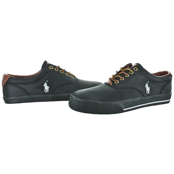 polo ralph lauren vaughn leather trim low sneaker
