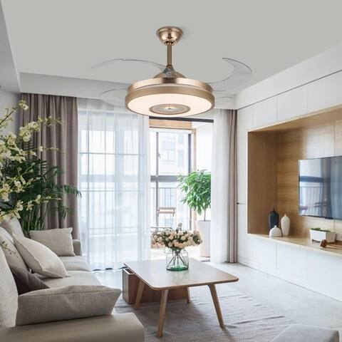 42" Gold 4 Retractable Blades LED Ceiling Fan with Remote - 42 Inches