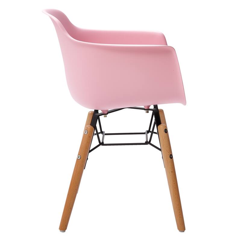 HomeRoots Set Of Four Pink And Brown Heavy Duty Plastic And Wood Juvenile Side Chairs - 16.00 in. x 23.00 in. x 15.00 in.