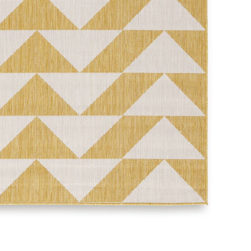 Hamley 8 x 10 Area Rug, Indoor Outdoor, Geometric Prints, Yellow, White - 8 x 10