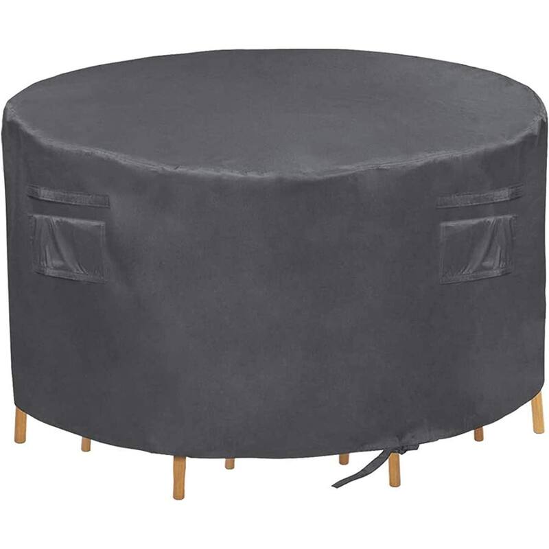 Patio Round Table Cover, Heavy Duty Waterproof Patio Furniture Cover - 60"Dia x 29"H