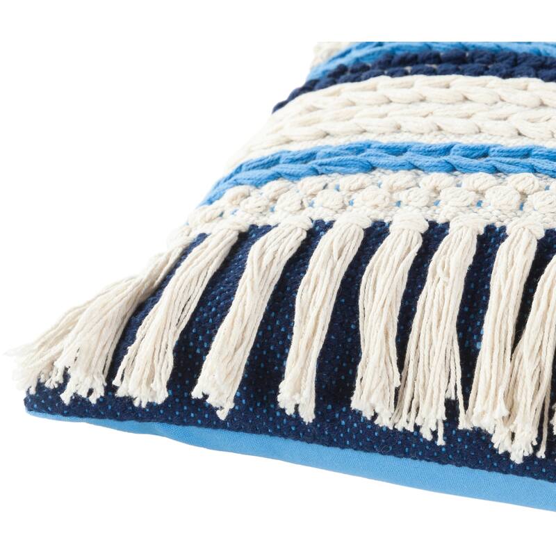Sidra Textured Blue & Cream Lumbar Pillow