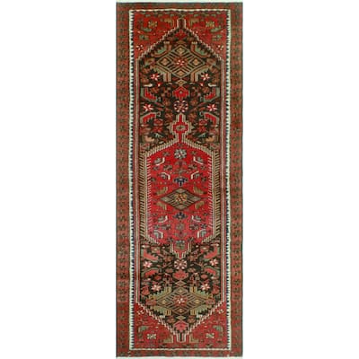 Fine Vintage Distressed Brand Rust/Charcoal Runner - 3'2" x 8'11"