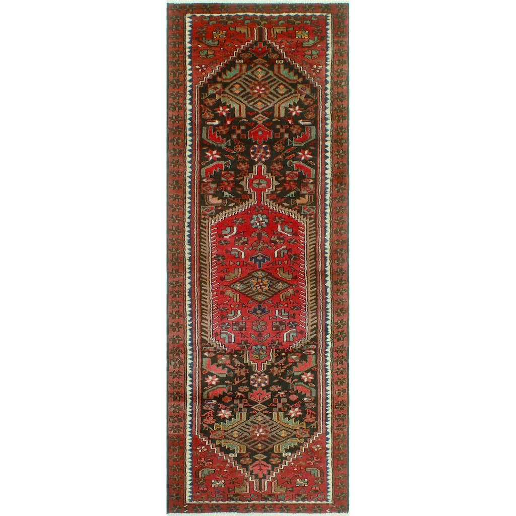 Fine Vintage Distressed Brand Rust/Charcoal Runner - 3'2" x 8'11"
