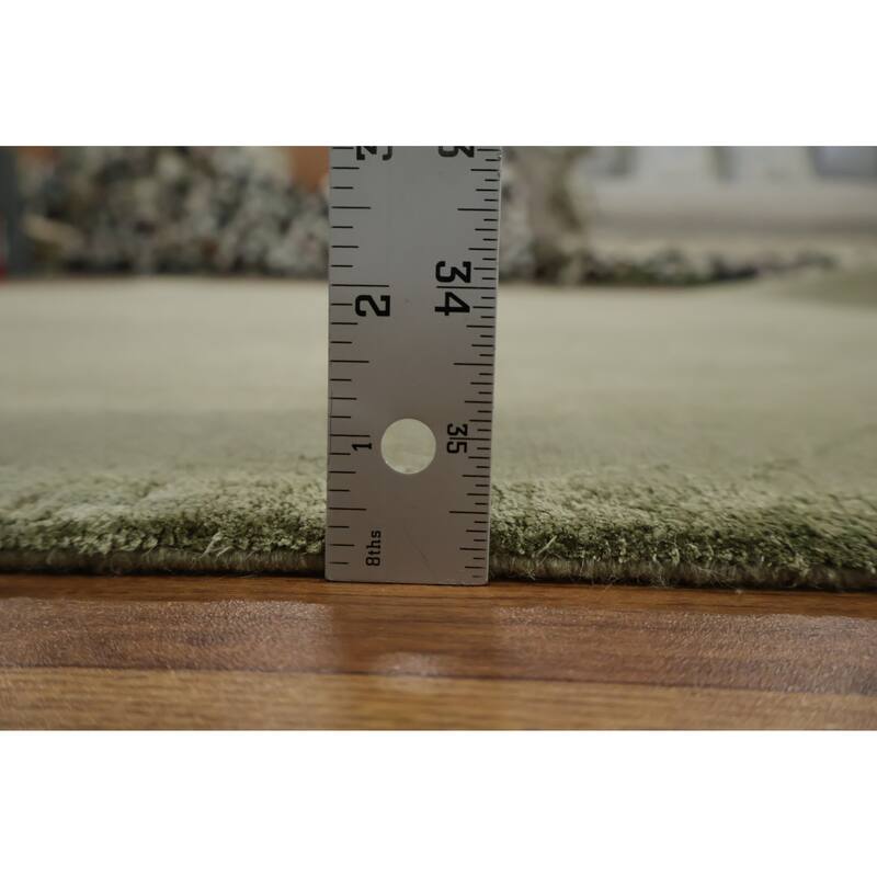 Hand Knotted Oriental 100% Wool Carpet Modern Abstract Green Nepalese Area Rug - 8' 11'' X 6' 4''