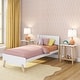 preview thumbnail 29 of 33, Mid-Century Modern Twin-Size Panel Bed White/Blonde