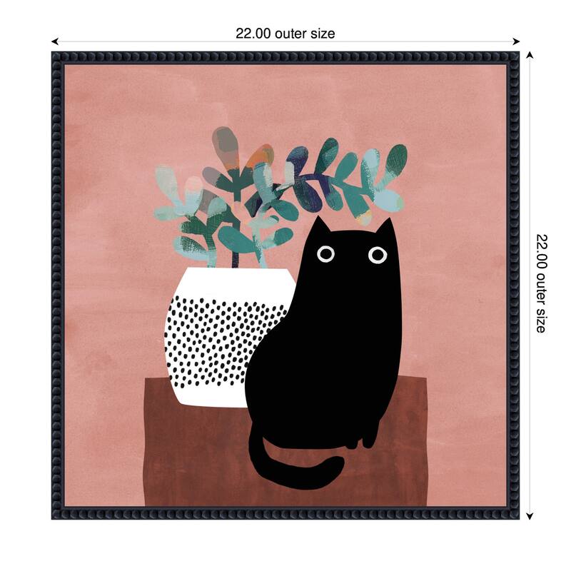 Kate and Laurel AR Black Cat No. 17 by Planet Cat Framed Canvas Wall Art Print