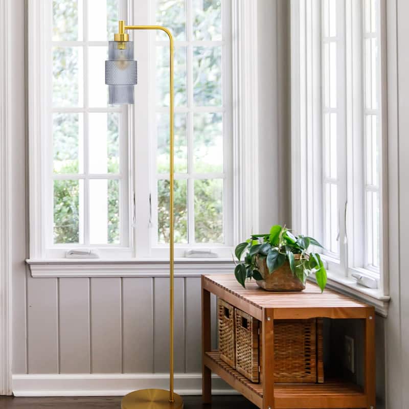 Yolanda River of Goods Glass and Metal Pillar Shade Floor Lamp