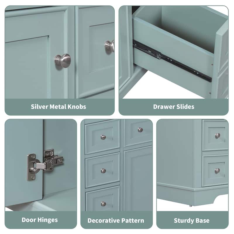 36 Inch Freestanding Bathroom Vanity Set with Drawers and Ceramic Sink