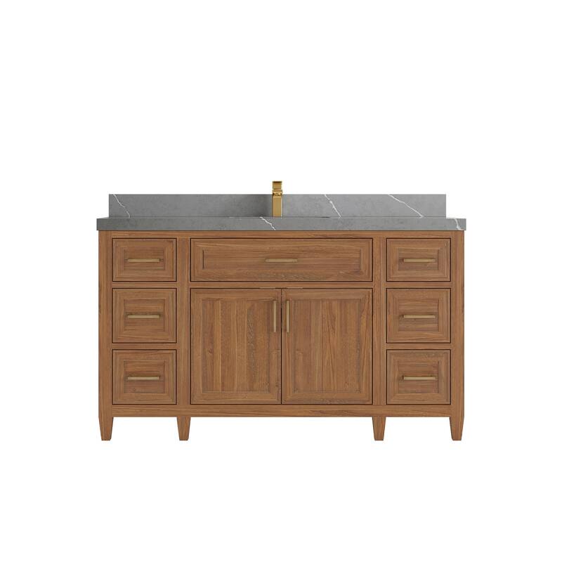 Willow Collections 60 in. W x 22 in. D Santa Monica Teak Single Sink Bathroom Vanity with Countertop