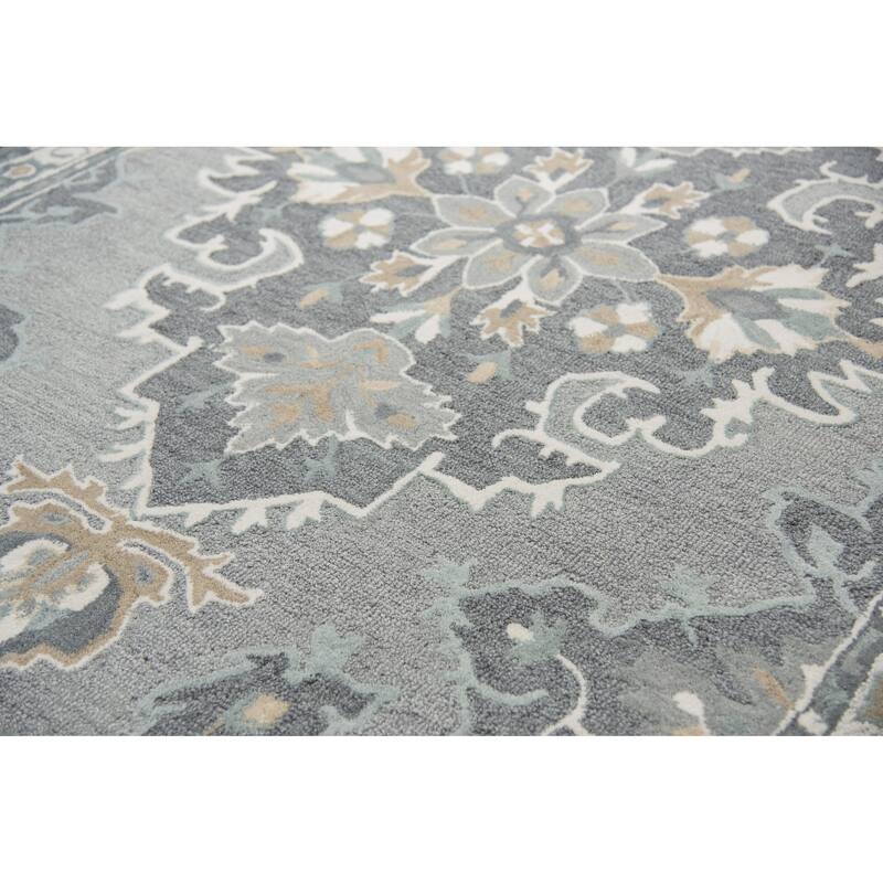 Alora Decor Cascade Floral Medallion Hand-Tufted Wool Area Rug