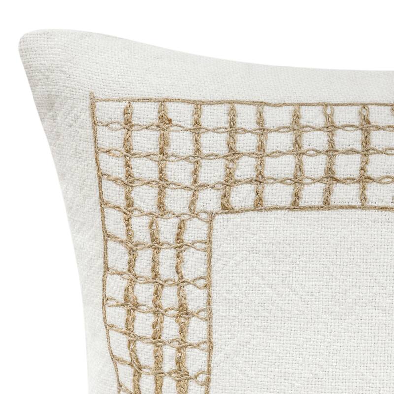 Villa by Classic Home Marina 26" Beige Linen Blend Throw Pillow