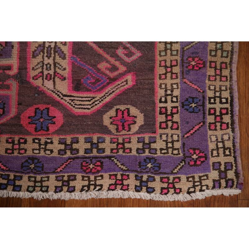 Meshkin Persian Vintage Runner Rug Handmade Wool Carpet - 3'4" x 10'0"