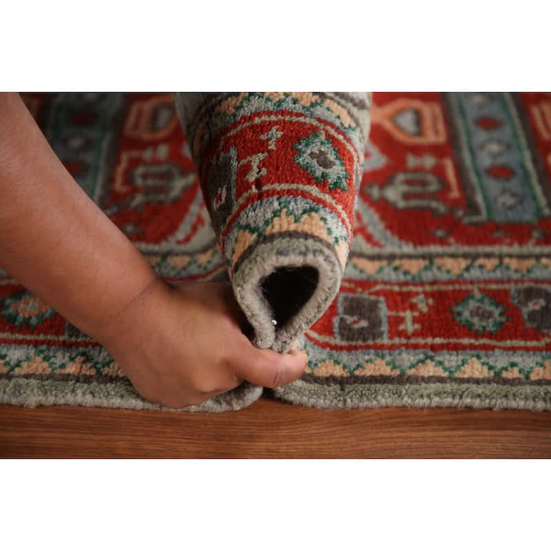 Green Heriz Serapi Indian Runner Rug Handmade Wool Carpet - 2'7"x 7'7"