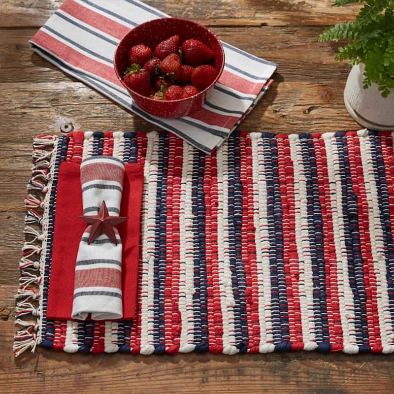 Park Designs Stars And Stripes Chindi Placemat Set of 4 - 13" X 19"