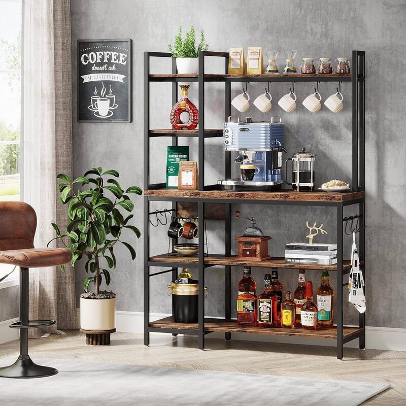 5-Tier Kitchen Bakers Rack with Storage, Microwave Oven Stand, Kitchen Utility Storage Shelf