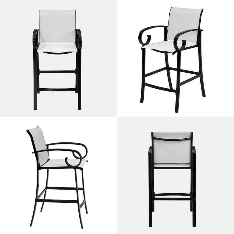Outdoor Patio Aluminum Bar Stools with Sunbrella Fabric - 21.7 in W * 24.4 in D * 44.1 in H