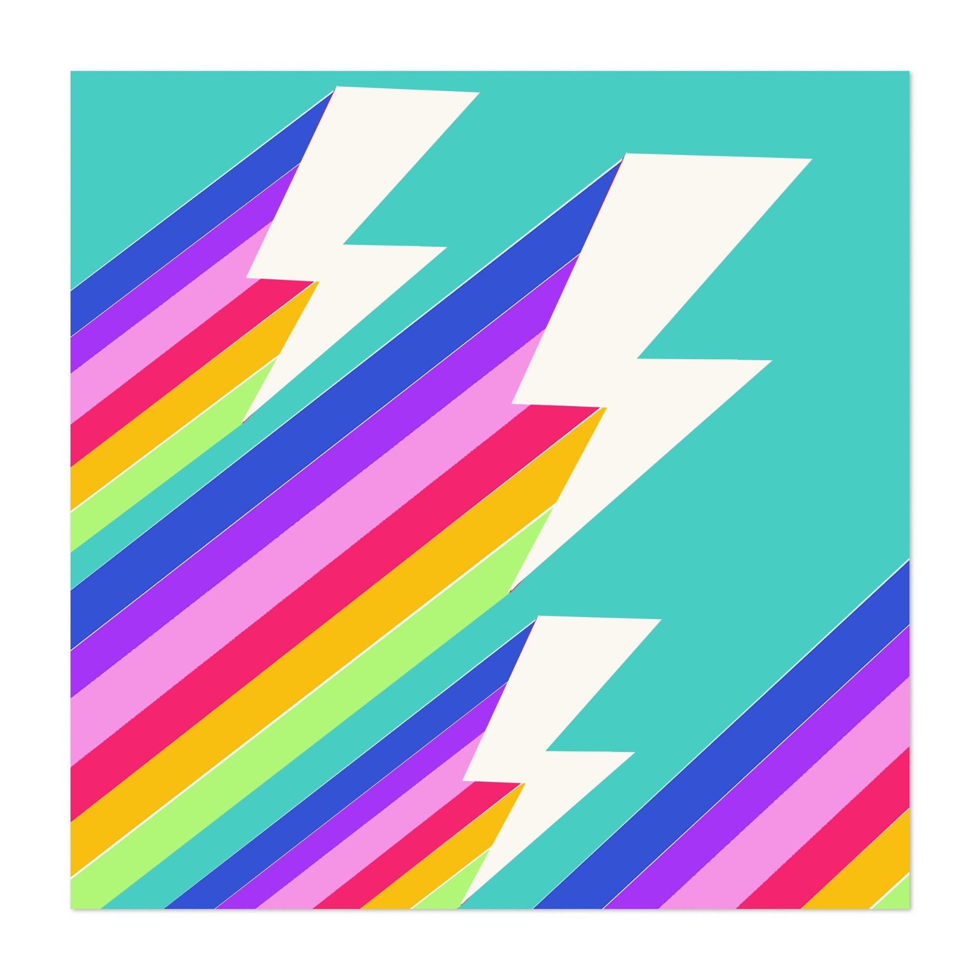 Electric Rainbow Digital Pattern Patterns Retro Art Print/Poster