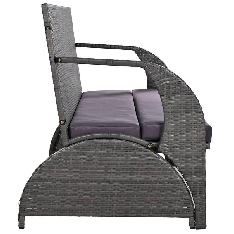 Multi-Functional Outdoor Patio Rattan Loveseat Sofa, Convertible 4-Seats Dining Set