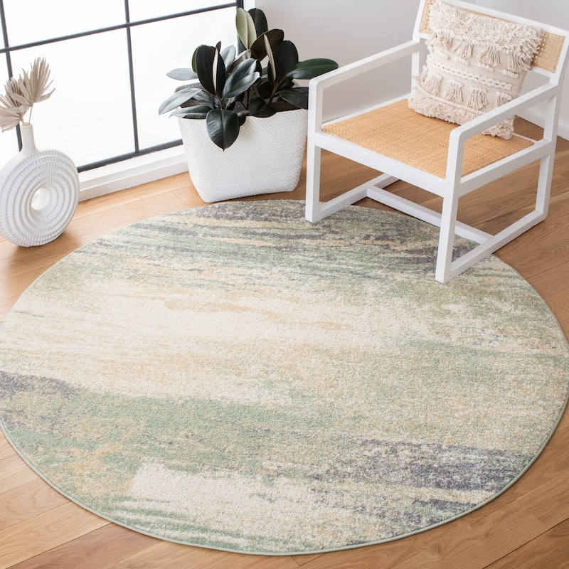 SAFAVIEH Adirondack Brynn Modern Abstract Rug - 6' x 6' Round - Ivory/Sage