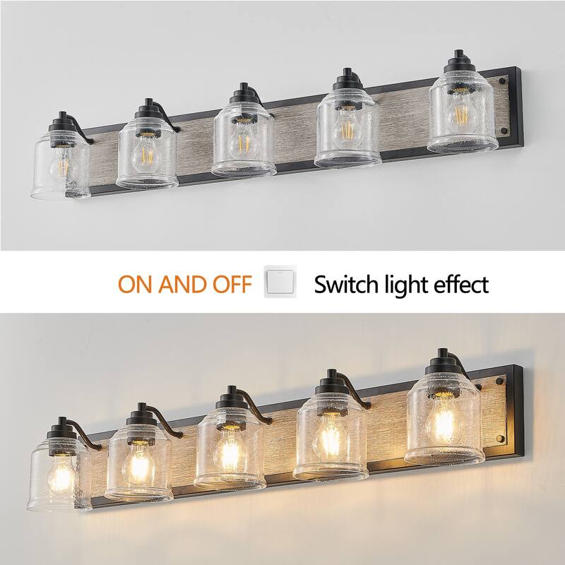 40" Farmhouse Vanity Light Fixture, 5-Light Bathroom Wall Sconce