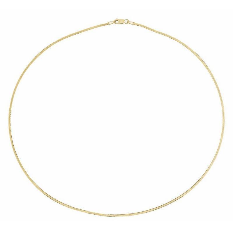 Curata 14k Yellow Gold 1.6mm Herringbone Chain Necklace (Lobster)