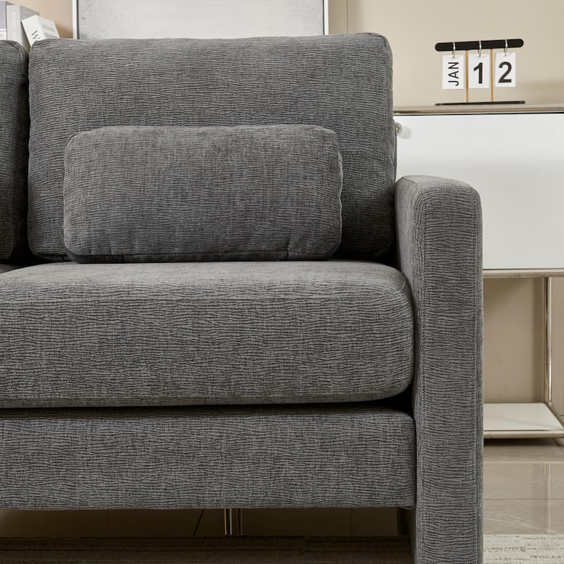 Love Seat with Back Cushions for Bedroom, Accent Sofa Couch with Square Armrests, Multifunctional 2-Seat Settee