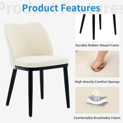 Upholstered Fabric Dining Room Side Chairs, Chair for Dining Room with Padded Seat and Wood Legs(Set of 2)