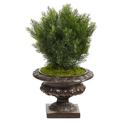 30" Cedar Artificial Tree in Iron Colored Urn (Indoor/Outdoor) - 12.5"