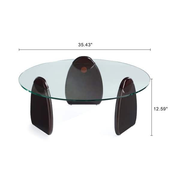 Manhattan Comfort Artesia Glass Top Wood Coffee Table