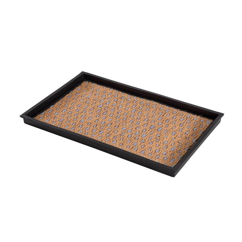 Natural and Recycled Rubber Boot Tray with Tan and Blue Coir Insert - Small