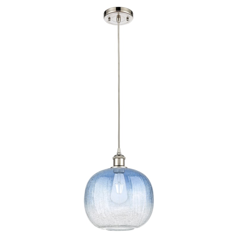 Innovations Lighting Endless Possibilities Ballston - Brookhaven Sphere - 1 Light 11" Cord Hung Mini Pendant - Polished Nickel/Sapphire Blue