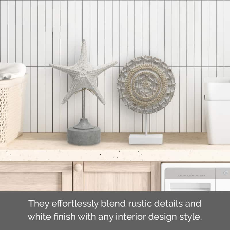 Elements Set of 2 White Resin Coastal Tabletop Décor