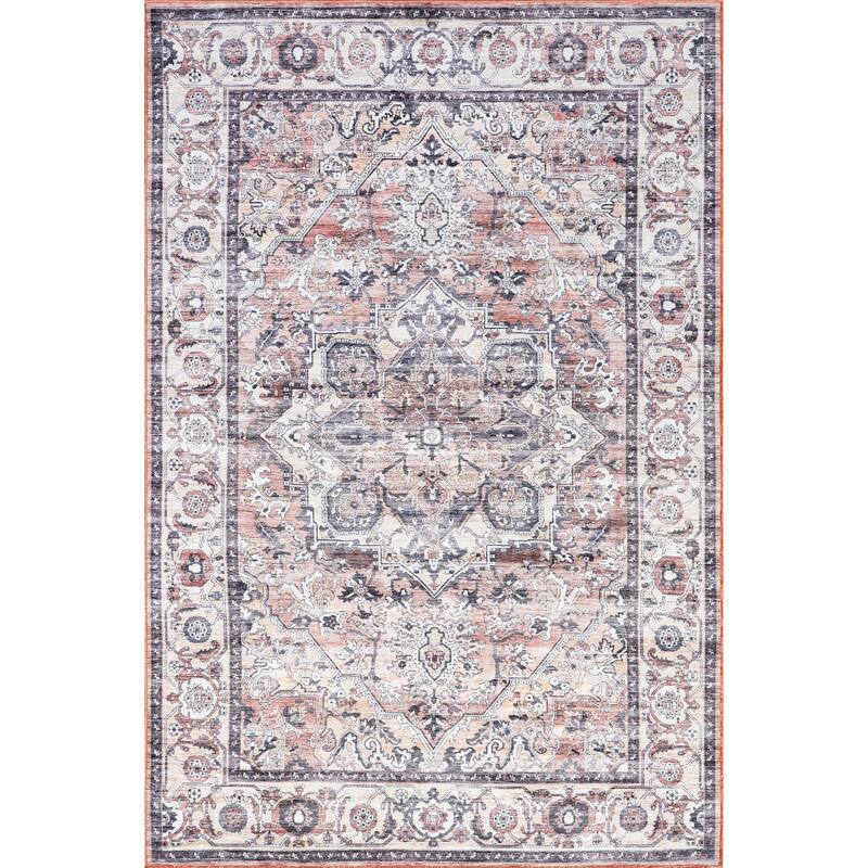 Nuloom Joslyn SpinClean Traditional Floral Machine Washable Area Rug