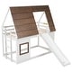 preview thumbnail 11 of 12, Wood Twin Size House Bunk Bed with Roof, Ladder and Slide