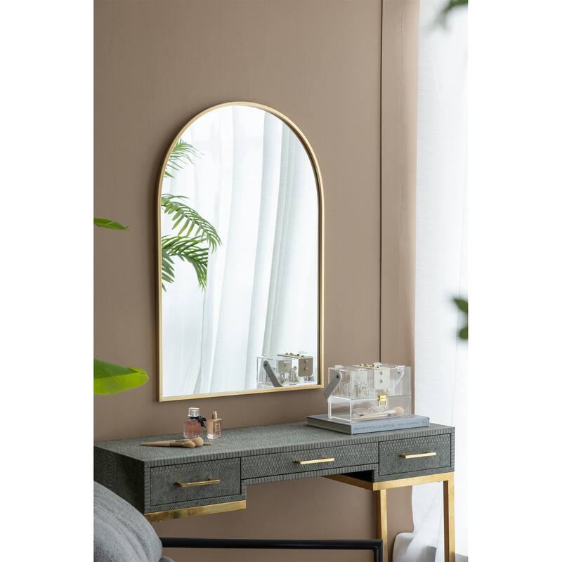 24" x 36" Arched Accent Mirror with Gold Metal Frame