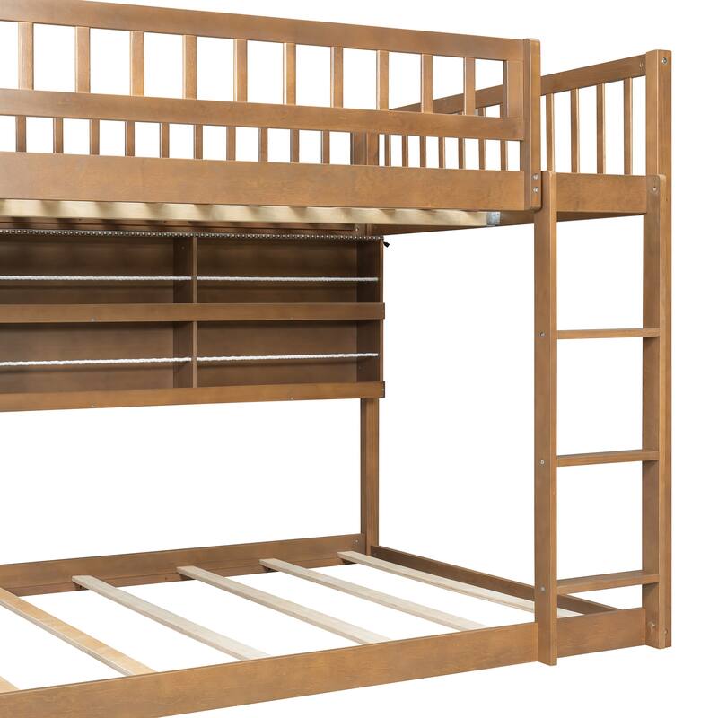 Convertible Bunk Bed with LED Storage Wall & Pegboard by Harper&Bright Designs