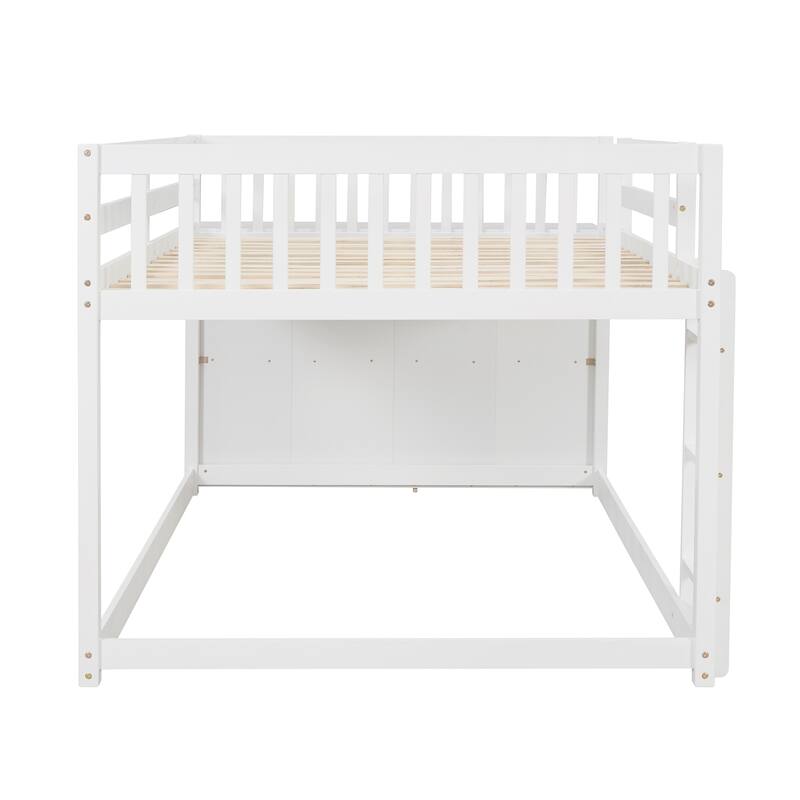 Full over Full Bunk Bed with Storage， 4 Drawers and 3 Shelves