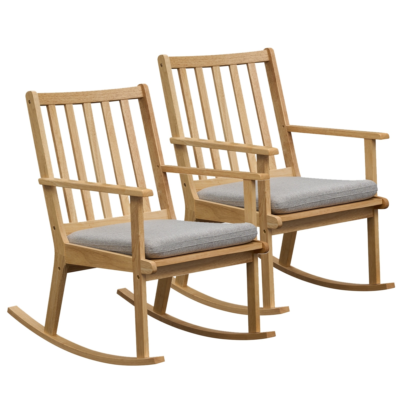 Gymax 2PCS Wooden Rocking Chair w/Removable Cushion & Ergonomic