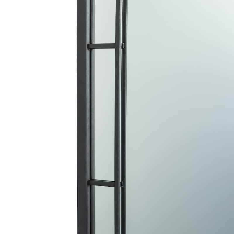 Glitzhome Modern Round/ Arched Black Metal Glass Wall Mounted Mirror Indoor Decor