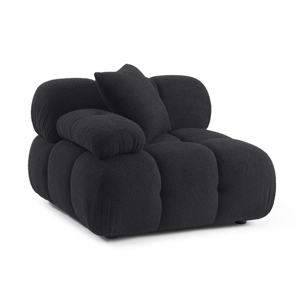 slide 2 of 9, Calliope Vegan Shearling Modular Corner Chair - 39.4"W x 39.4"D x 26.4"H Black