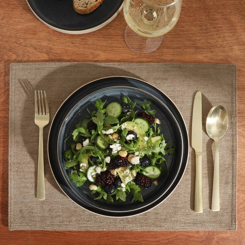 Gibson Elite Liberty Bay 16-Piece Pottery Clay Stoneware Stackable Dinnerware Set - Reactive Glaze, Service for 4