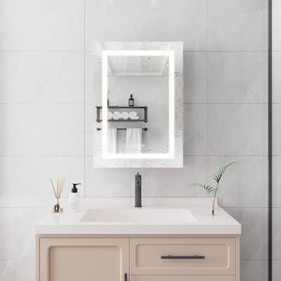 Bathroom Medicine Cabinet with Mirror Wall Mounted LED Bathroom Mirror Cabinet with Lights, Anti-Fog,Storage Shelves