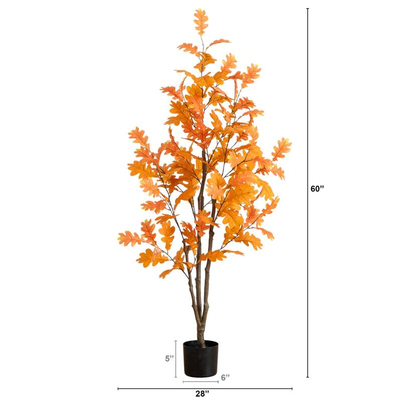 Autumn Artificial Oak Potted Tree - 5'
