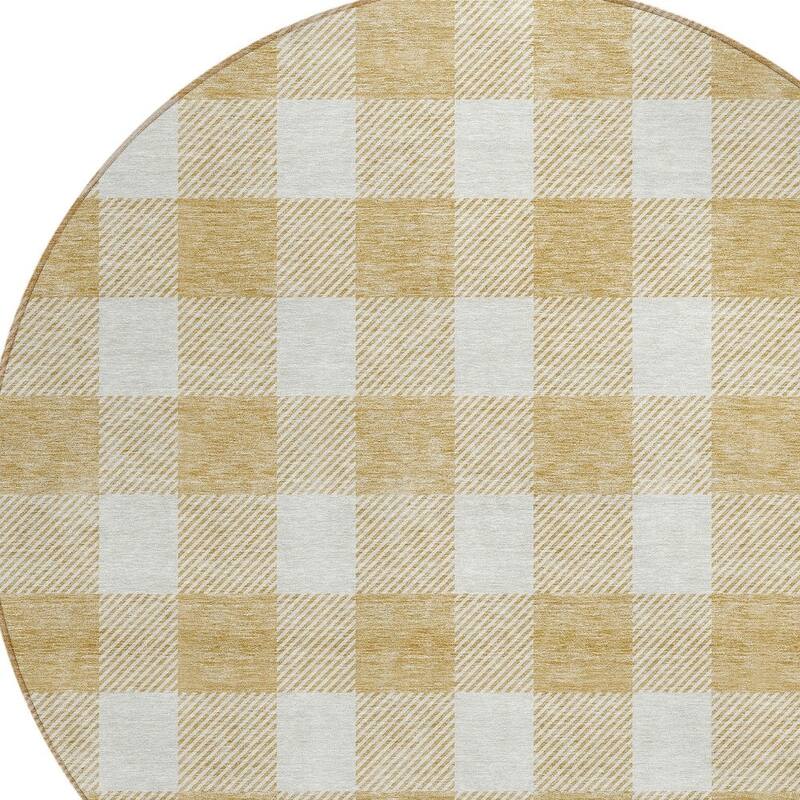 HomeRoots Plaid Transitional Rectangle Outdoor Rug