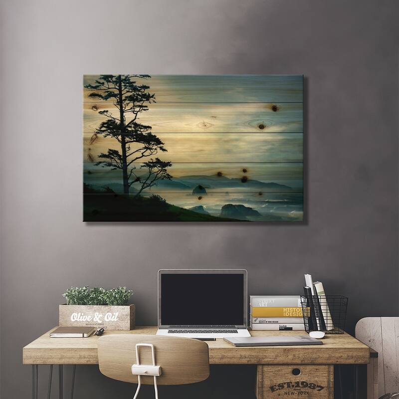 Beyond The Tree At The Overlook Print On Wood by Don Schwartz - Multi-Color