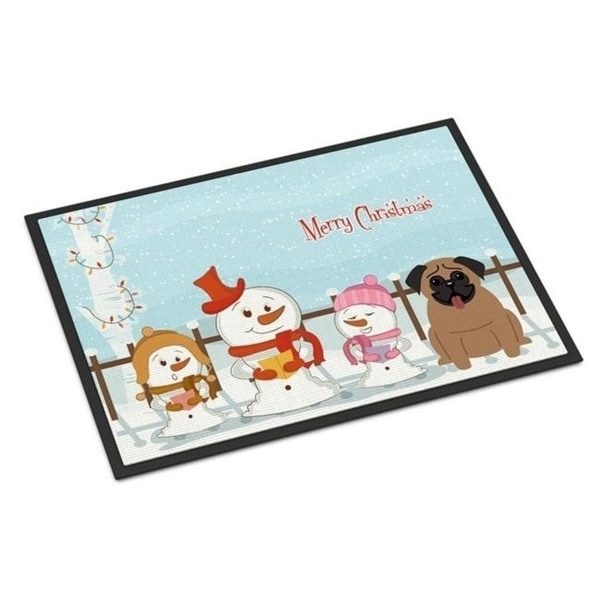 Carolines Treasures BB2336JMAT Merry Christmas Carolers Pug Brown Indoor or Outdoor Mat 24 x 0.25 x 36 in.